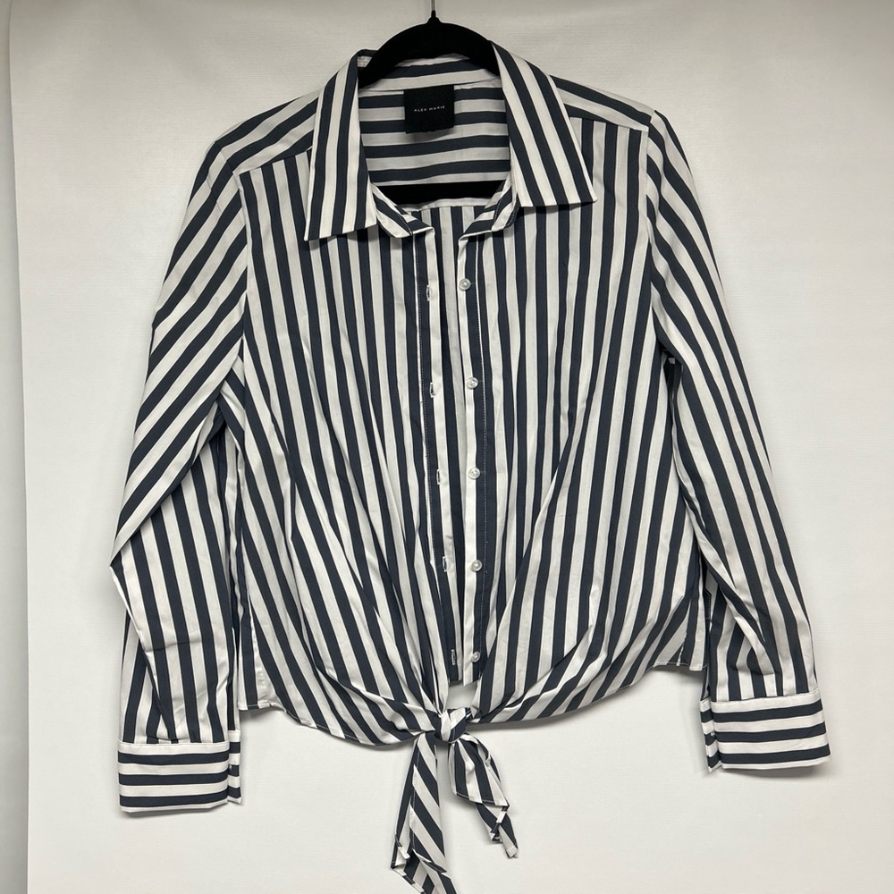 Alex Marie Navy and White Striped Shirt
